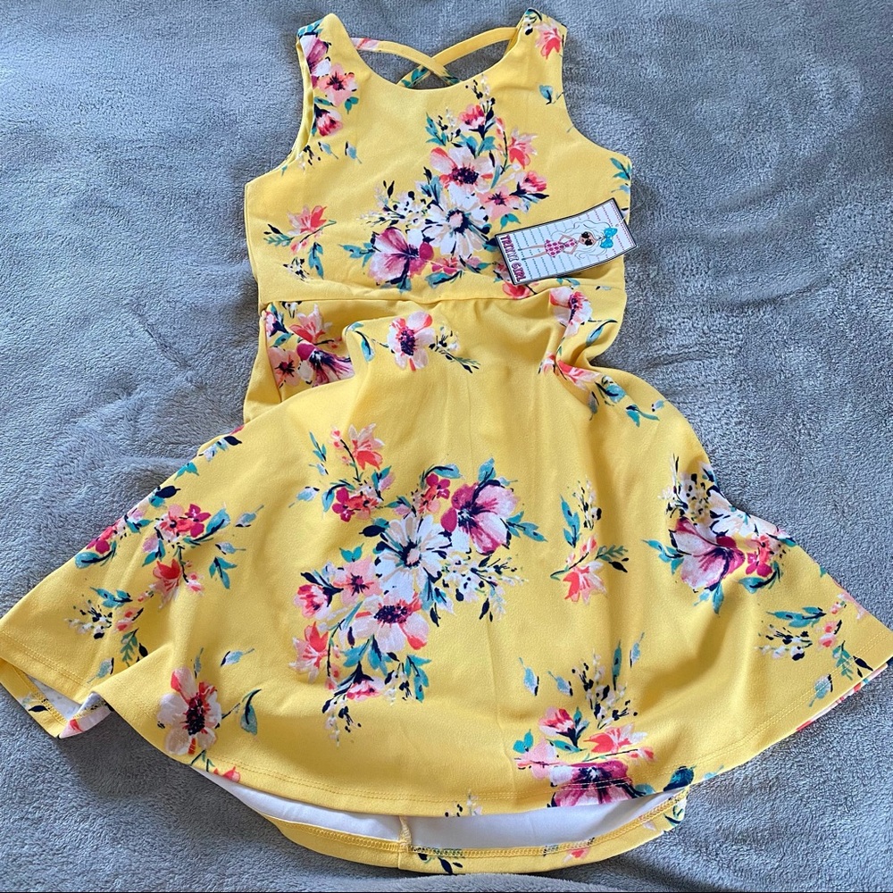 Yellow and Floral print dress NWT